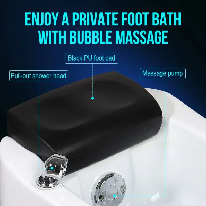 高品質長方形ペディキュアスパボウル、フットマッサージャー付き、家庭用およびサロンペディキュアチェア用