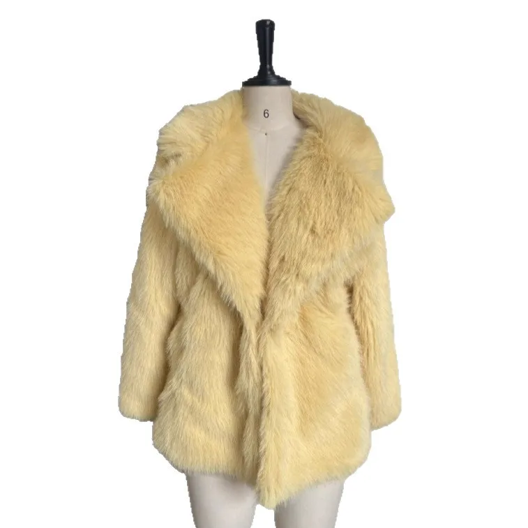 2025 Fall/Winter New Women's Solid Color Temperament Premium Lapel Fur Jacket Mid-Length Model