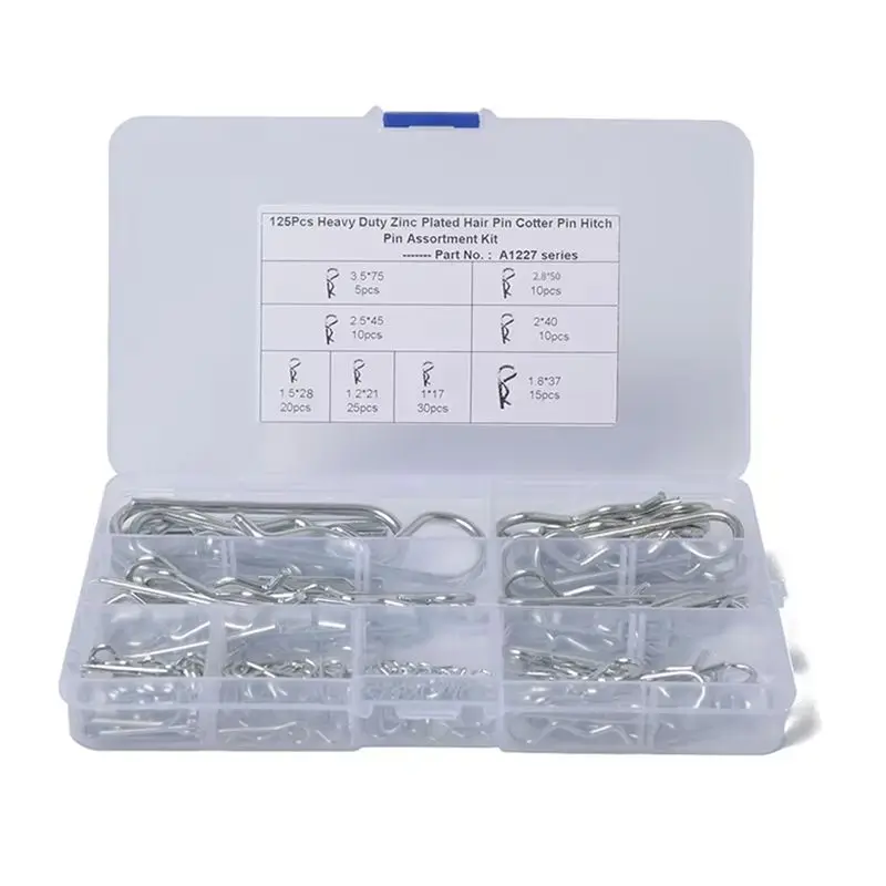 A84E-125 Pcs R Type Spring Cotter Pin M1 M1.2 M1.5 M1.8 M2 M2.5 M2.8 M3.5 Car Heavy Duty Split Clamp Hair Clip Hitch Tractor