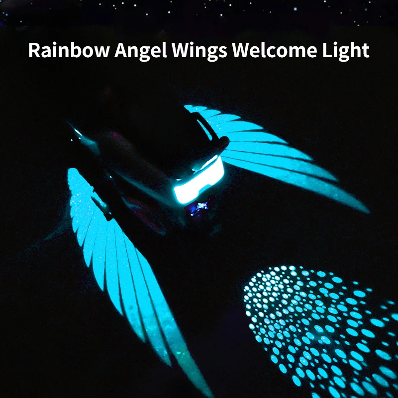 2026 New Electric Vehicle Motorcycle Colorful Angel Wings Welcome Light LED Projection Atmosphere Decorative Light