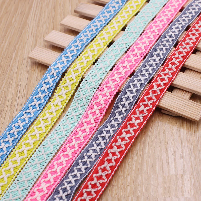 20 Yards 15MM Diamond Colorful Ethnic Lace Edge Beading Ribbon Hair Bows DIY Handmade Crafts Accessories Luggage Material Sewing