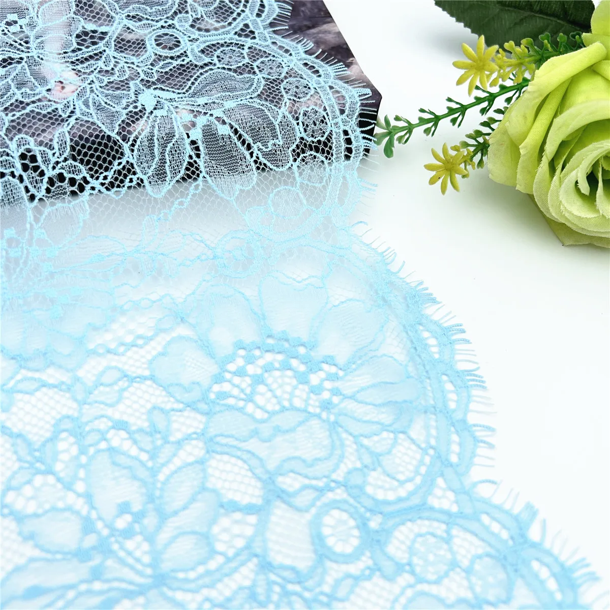 3y/lot Width 9 inch 23cm Sky Blue Underwear Lace Eyelash Trim Lingerie Sewing Craft DIY Apparel Fabric Bra Lace Non-Elastic