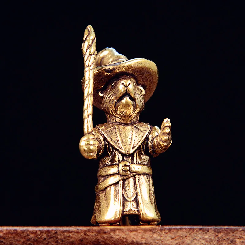 Brass Magician Rat Figurines Miniatures Desktop Ornaments Animal Mouse Crafts Tea Table Pet Home Decor Accessories Decorations