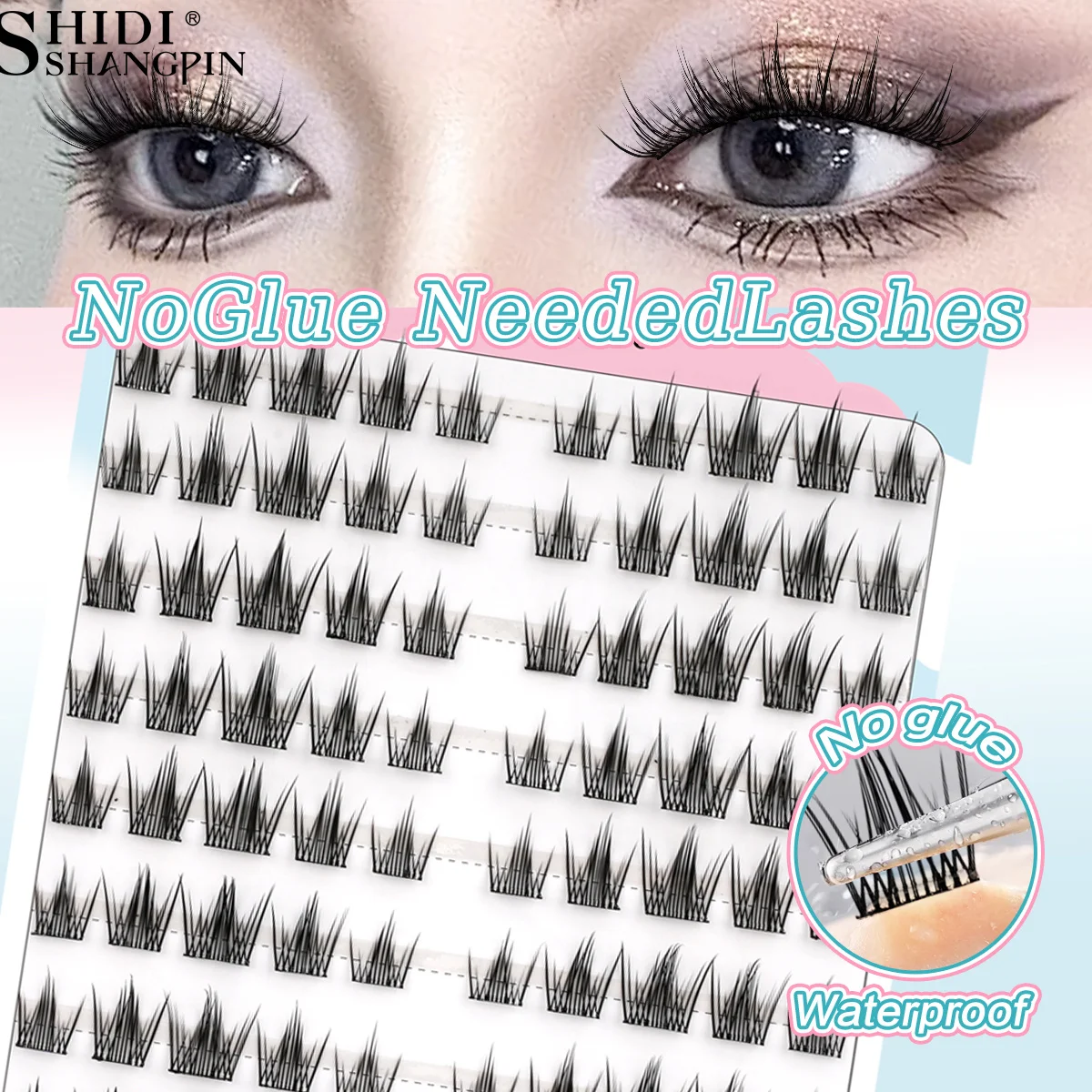 Selbstklebende Wimpern zum Selbermachen, falsche Wimperncluster, kostenloser Kleber, Anime, flauschig, natürlich, weich, künstliche Cils, Mix-Stile, koreanisches Make-up, einfach zu tragen