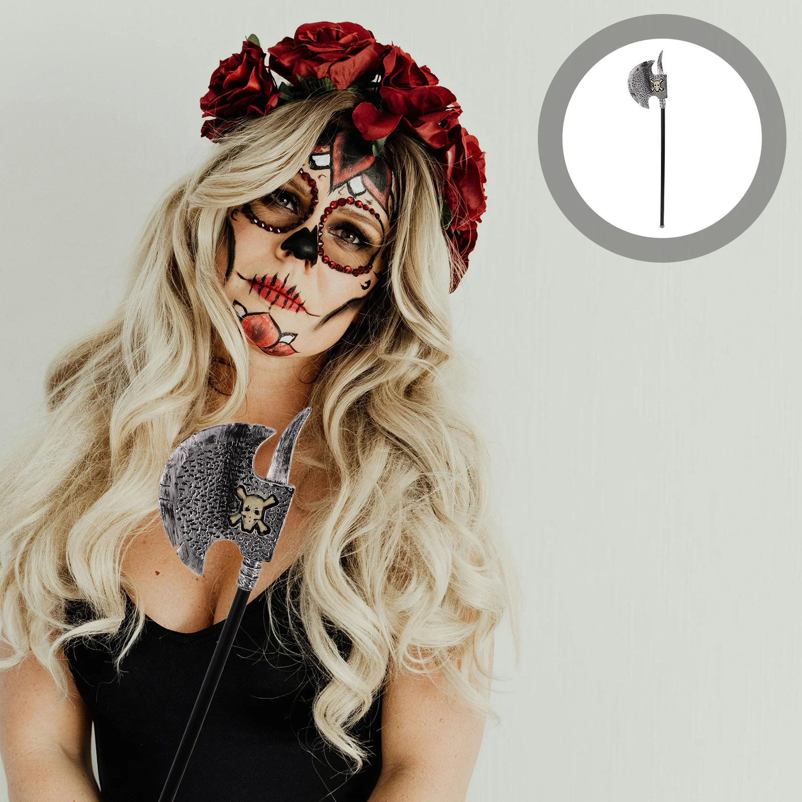 

Plastic Halloween Skull Axe Hatchet Prop Scary Costume Accessories for Cosplay Halloween Party Carnival Plastic Hatchet Toy