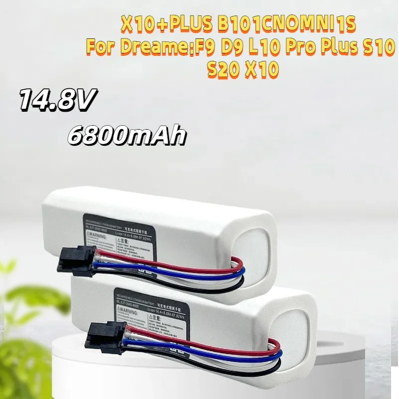 6800mAh 14.8V Battery for XiaomiX10+PLUS/B101CN/OMNI/1S &F9/D9/L10 Pro Plus/S10Sweeping Mopping Robot, Long-Lasting Power Supply