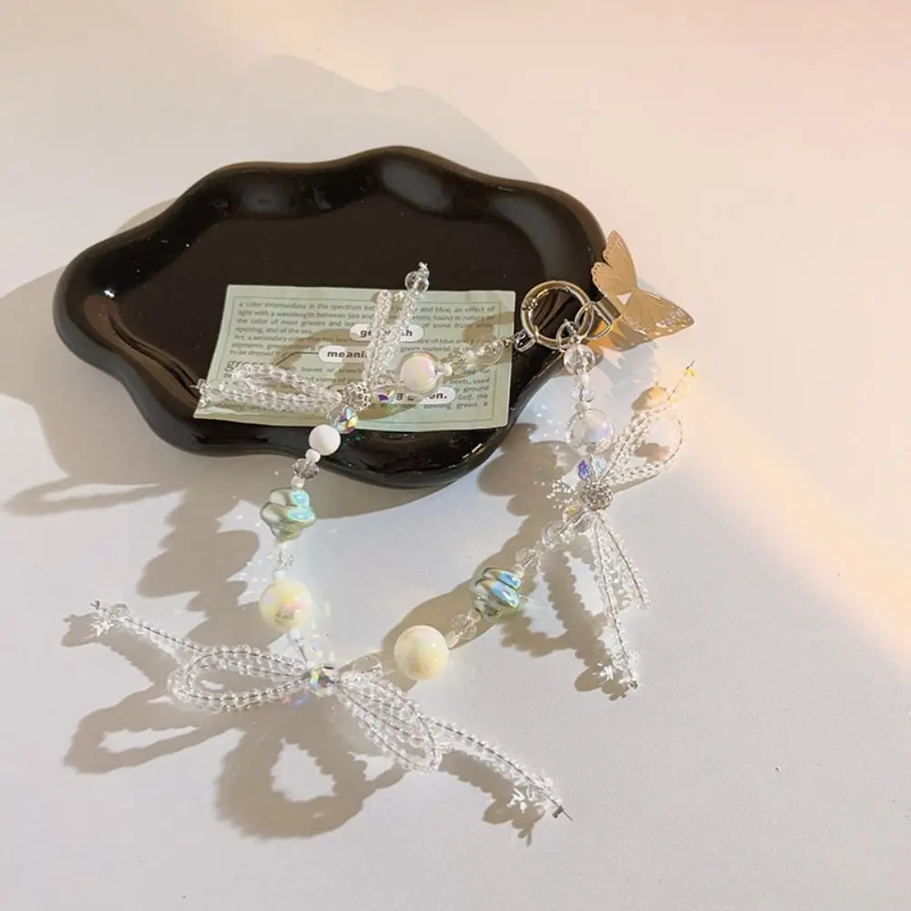 

Beaded Lanyard Candy Color Beaded Phone Chain Bow Y2K Bead Phone Pendant Cartoon Short Phone Wrist Strap Jewelry