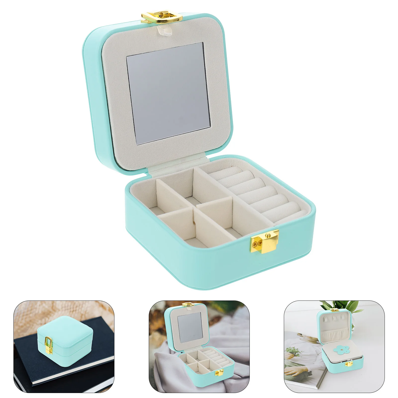 

Necklace Boxes Jewelry Storage Case with Mirror Earrings Portable Travel Cases for Women