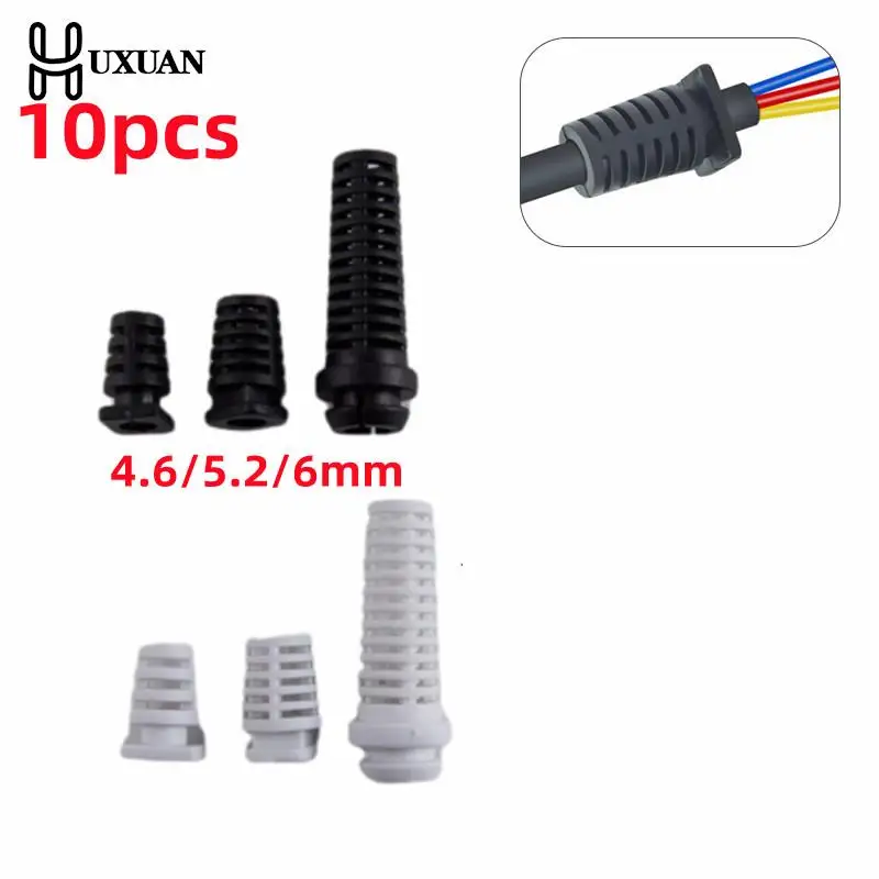 10pcs 4.6/5.2/6mm Cable Gland Connector Rubber Strain Relief Cord Boot Protector Wire Cable Sleeve Power Tool Cellphone Charger
