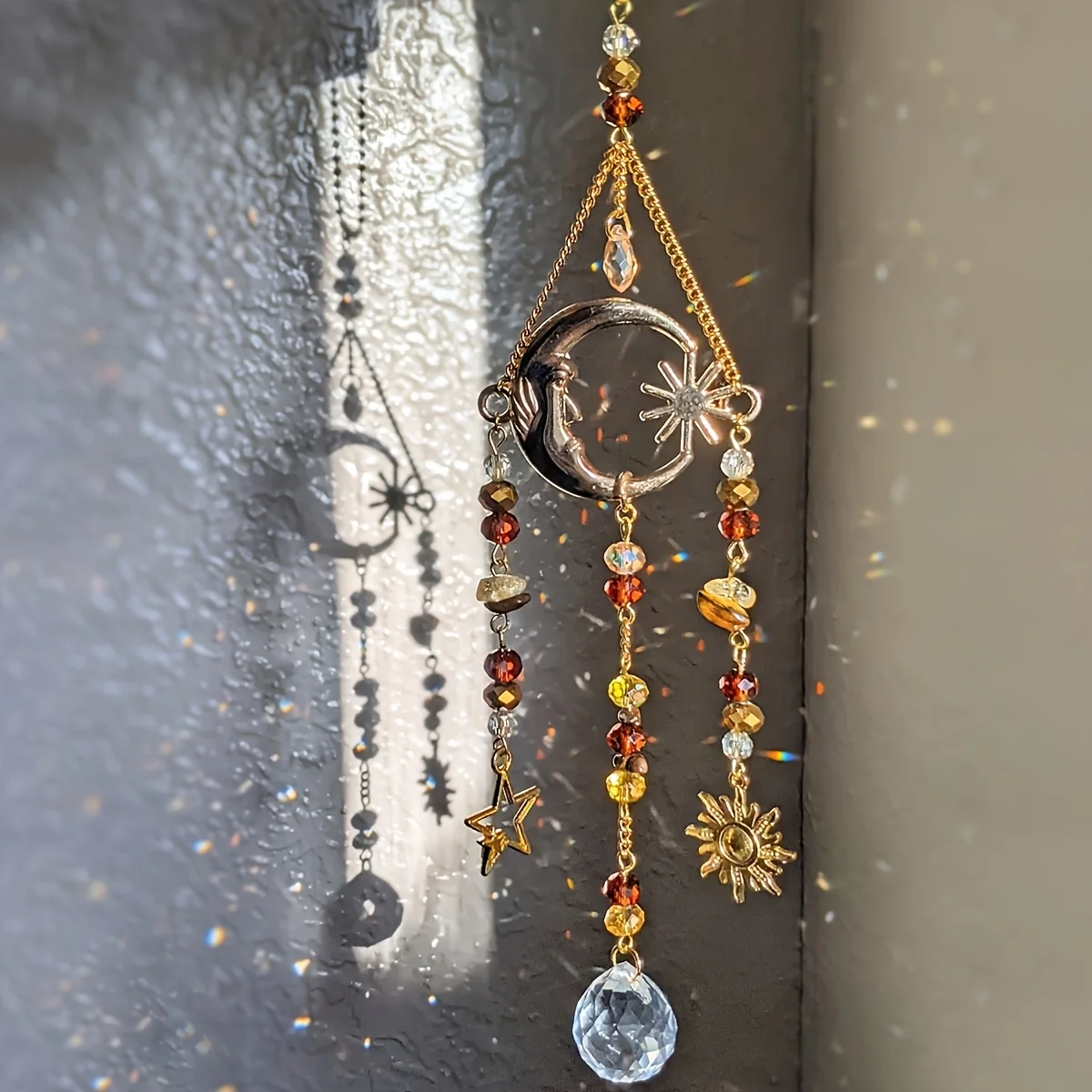 Moon Goddess Sunglasses Crystal Decoration, Sun Catcher, Rearview Mirror Crystal Decoration, Goddess Sun Crystal Home Hanging Ornament