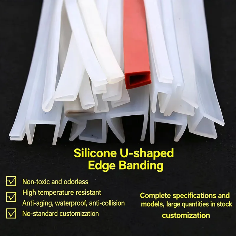 1 Mete - Bande de protection en silicone innovante anti-choc avec joint en U pour portes de placards et vitres
