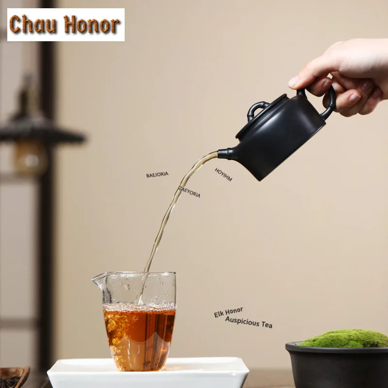 200ml Aesthetic Yixing Purple Clay Teapots Handmade Bamboo Joint Flat Lid Pot Raw Ore Baimu Ebony Mud Kettle Zisha Tea Set Gift