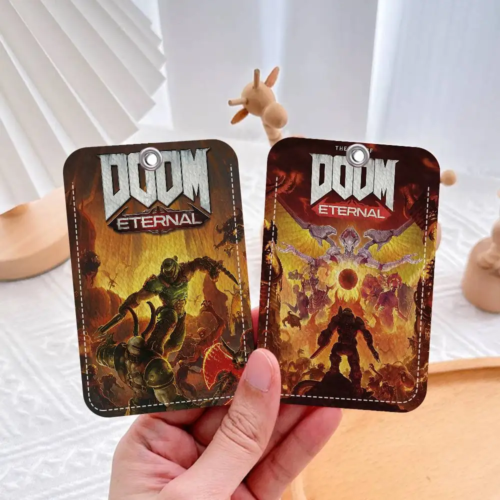 حامل بطاقة الوصول من البولي يوريثان على الطراز الكلاسيكي D-Doom E-Eternal مع سلسلة مفاتيح - حماية تنفيذية لبطاقة البنك والمترو الأنفاق وبطاقة الحافلة #3