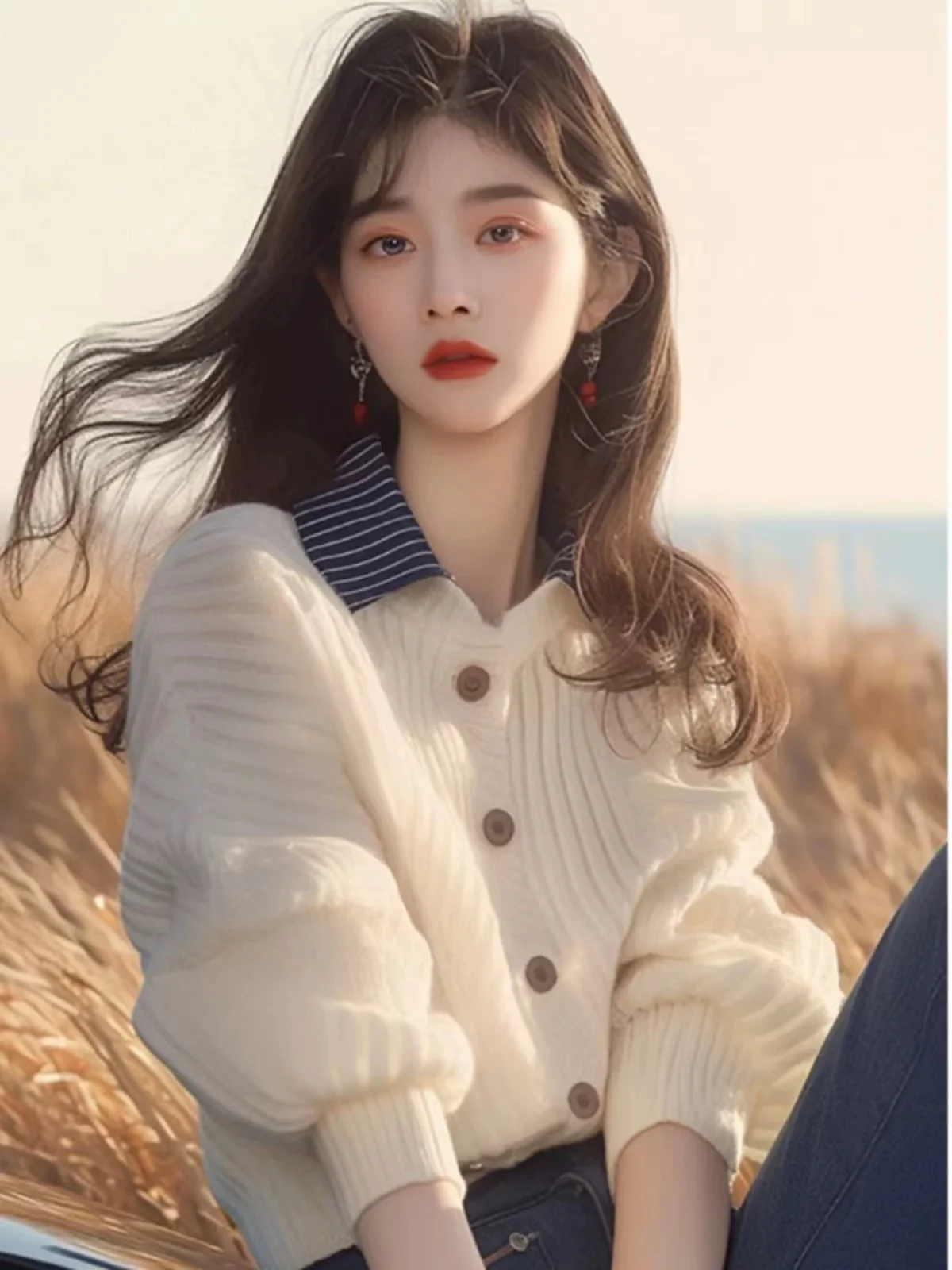 Cardigan tricoté deux pièces à col doux et collant pour femme, pull à manches chauve-souris, Style paresseux, de haute qualité, tendance 2025