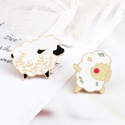 Cute White Sheep Pins Badges for Kids Cartoon Dancing Goat Lamb Brooches Enamel Pin Women Men Animals Metal Badges Jewelry Gifts
