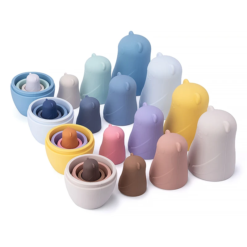 1setMontessori Nesting Dolls Spielzeug Russische Matroschka Puppe Pädagogisches Spielzeug für Kinder Silikon Stacking Blocks Puppe Innen Puppe – Detail 12