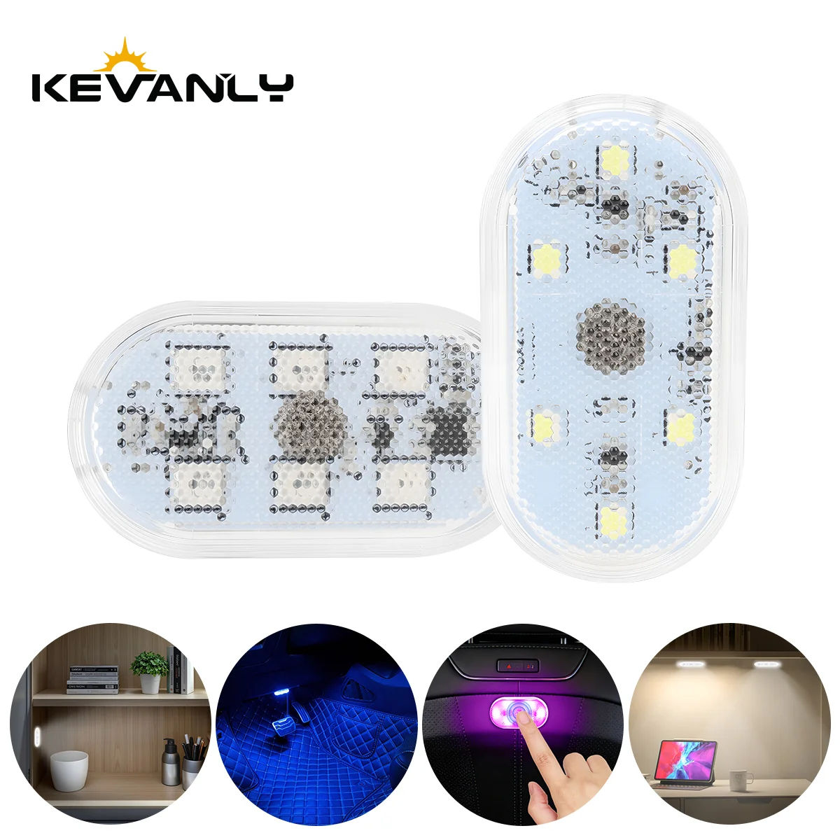 1pc Touch Sensor USB LED Interior light Car Ceiling Lamp Reading Light Rechargeable White Car Roof Interior Door Decorations
