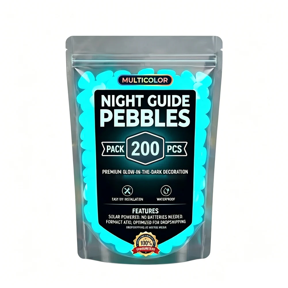 1set Colorful Glow-in-the-Dark Luminous Garden Stones Solar Powered Waterproof Outdoor Decorative Pebbles Night Guide Rocks