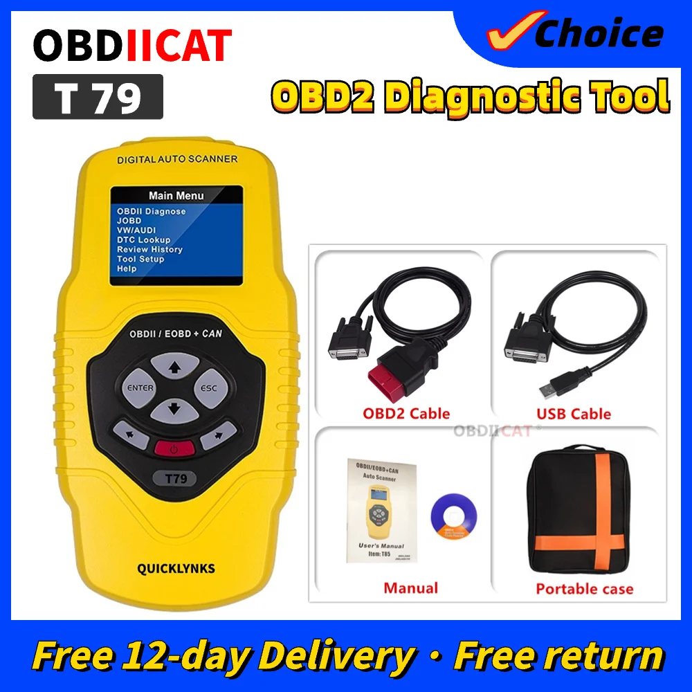 OBDIICAT Quicklynks T79 Highend Diagnostic Scan Tool OBDII Auto Scanner T79 Code Reader Diagnostic Tools Scanner