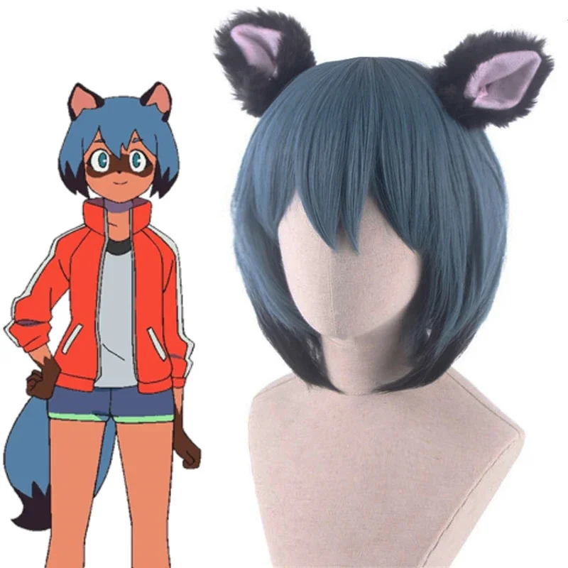 35cm Anime BNA BRAND NEW ANIMAL Michiru Kagemori Cosplay Wigs Blue Short High Temperature Synthetic Hair Wig