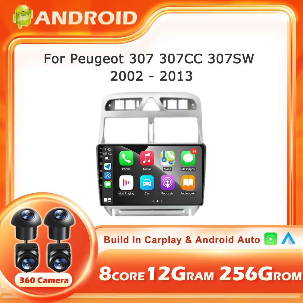 

Car Radio For Peugeot 307 307CC 307SW 2002-2013 wireless CarPlay Android 16 Auto intelligent systems GPS Head Unit No 2 din DVD