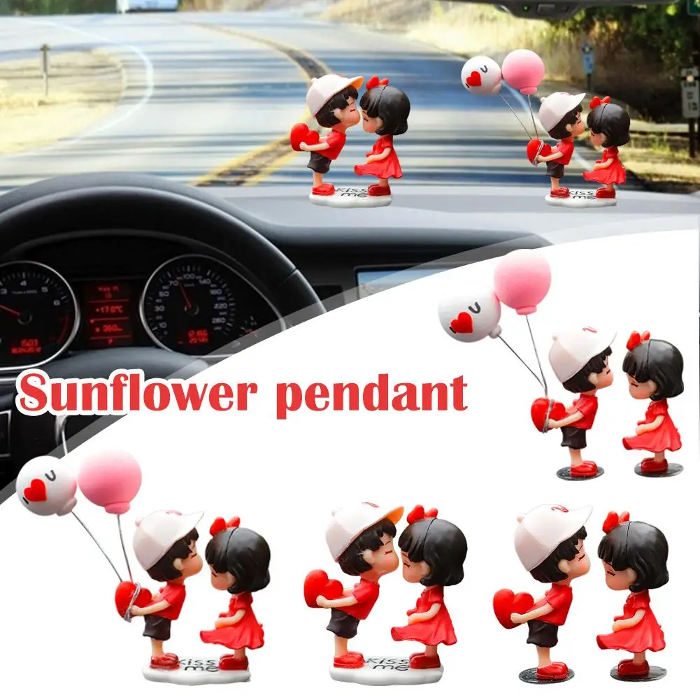 Car Ornament Model Anime Couples Cute Kiss Balloon Gifts Interior Auto Decoration Figure Dashboard Accessories Pink Figurin J2L7