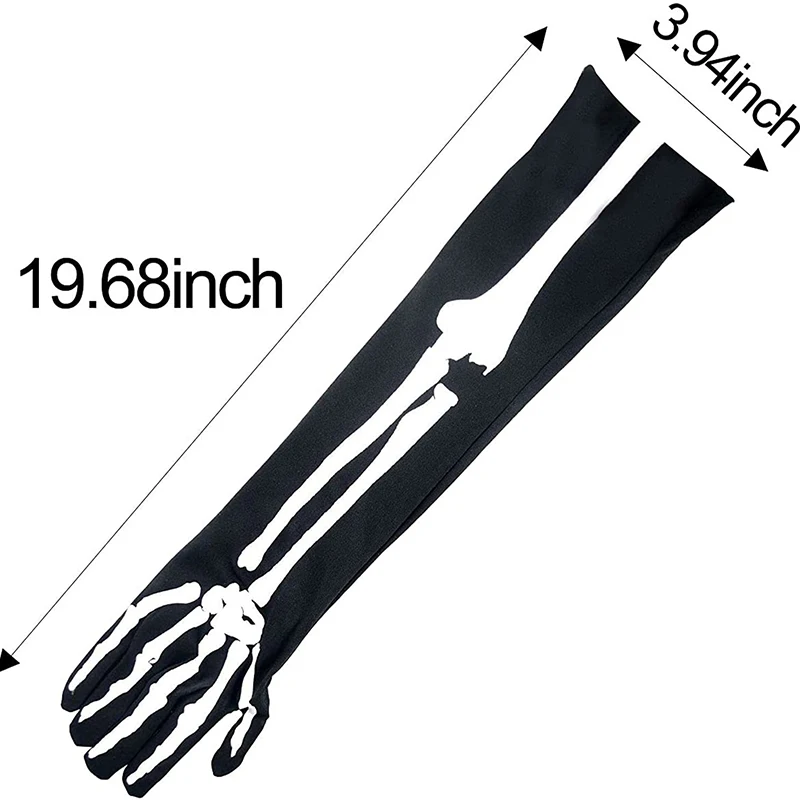 Halloween Unisex Adult Skeleton Skull Full Finger Long Gloves for Women Cosplay Stretch Gothic Bicycle Mittens Accessories