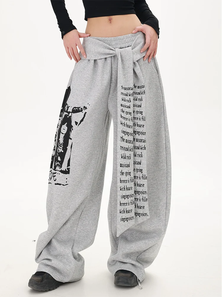 

Широкие брюки Street Sle для женщин больших размеров, танцевальные брюки для джаза с поясом, с принтом, повседневные, из смеси хлопка и полиэстера