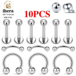 10 PZ G23 Titanio Sopracciglio Penetrante Gioielli Naso Setto Anello Penetrante C Rod 16G ASTM F136 Donne Labret Lip Stud All'ingrosso