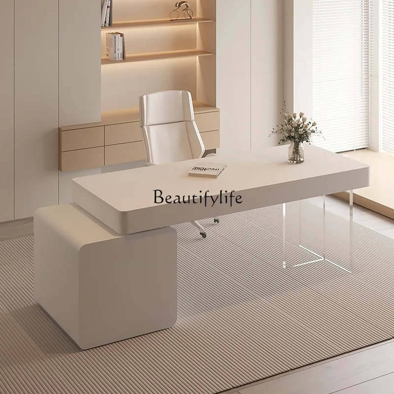 

Cream wind desk minimalist home boss writing desk with drawers computer desk