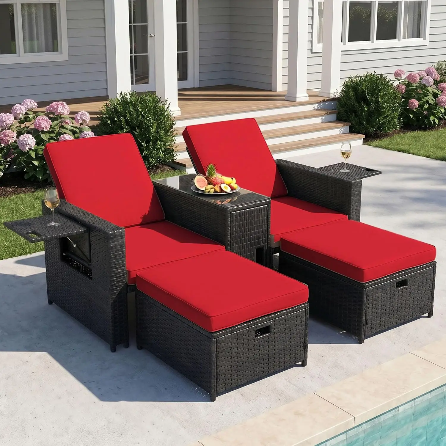 5-Piece Wicker Patio Sofa Set Outdoor PE Rattan Sectional with Cushions for Garden Balcony, Customized