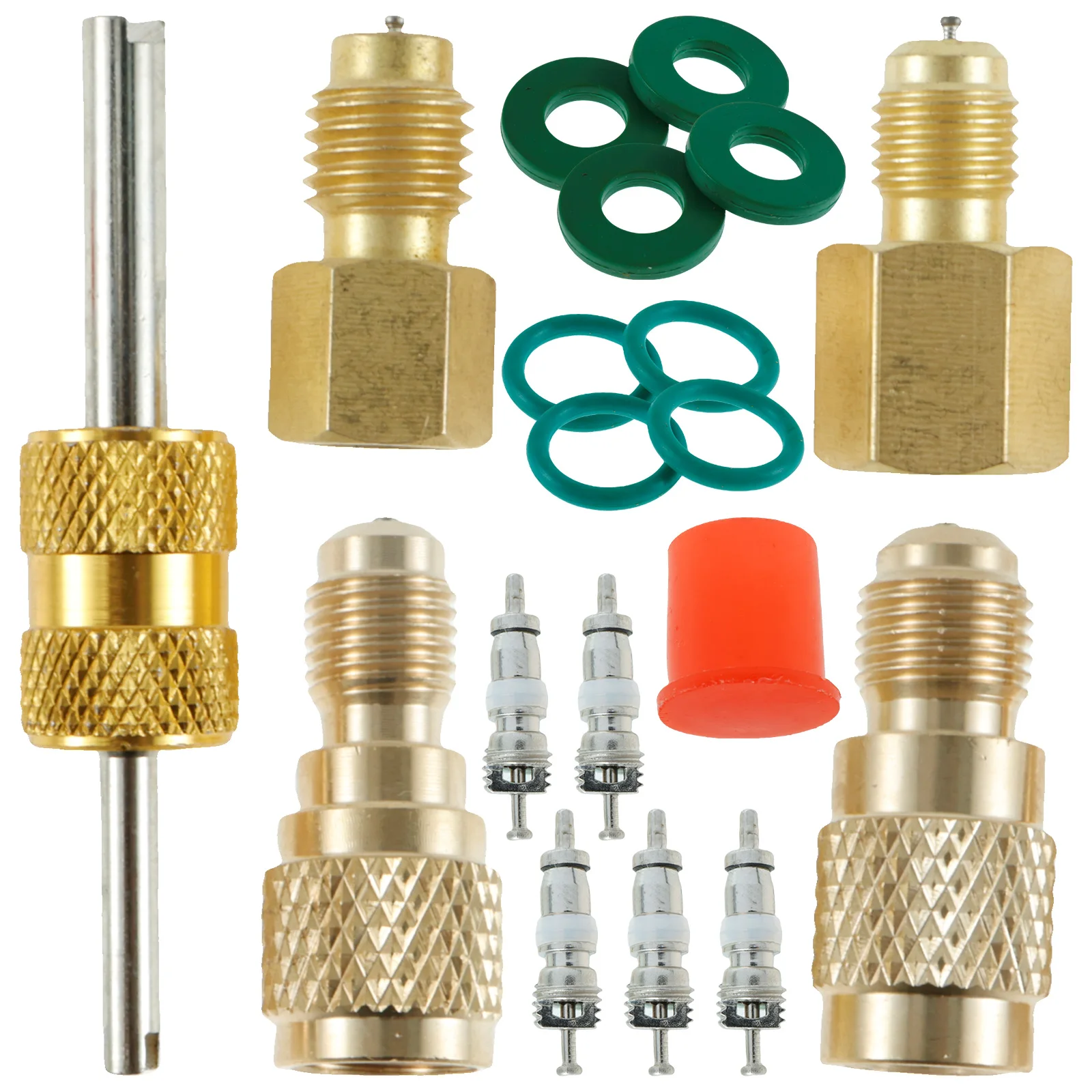 

4Pcs 6015 R134A Brass Refrigerant Tank Adapter to R12 Fitting Adapter 1/4inch to 1/2inch R134A Fitting Adapter 6014 Vacuum Pump