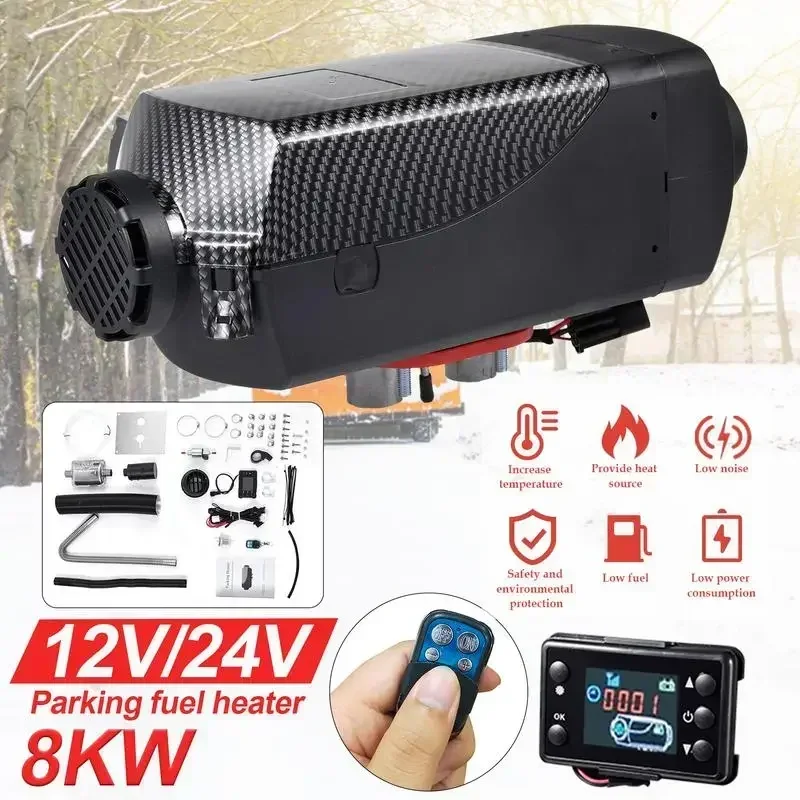 Diesel Air Heater 12V/24V 8KW Diesel Heater with Remote Control Parking Heater Car Heater for RV Trailer Camper Van Van Boat