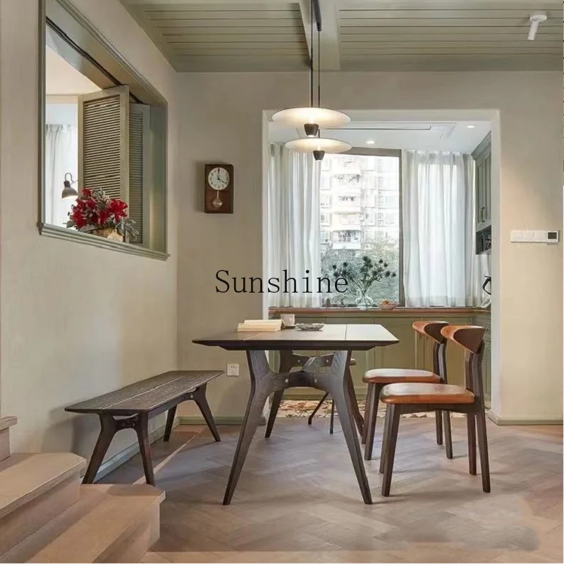 Nordic solid wood retro dining table industrial style simple small household rectangular dining table