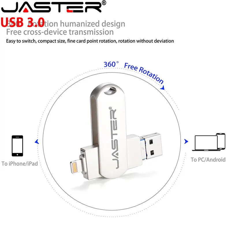 

Lightning 3IN1 USB 3.0 Flash Drives 256GB Pen Drive for iPhone 128GB Free Custom Logo Memory Stick 64GB Micro USB Pendrives 32GB