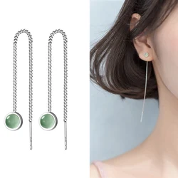 La Monada Dangling Hanging Earrings For Women Silver 925 Real Woman Long Green Korean Drop Earrings Minimalist Female Jewelry