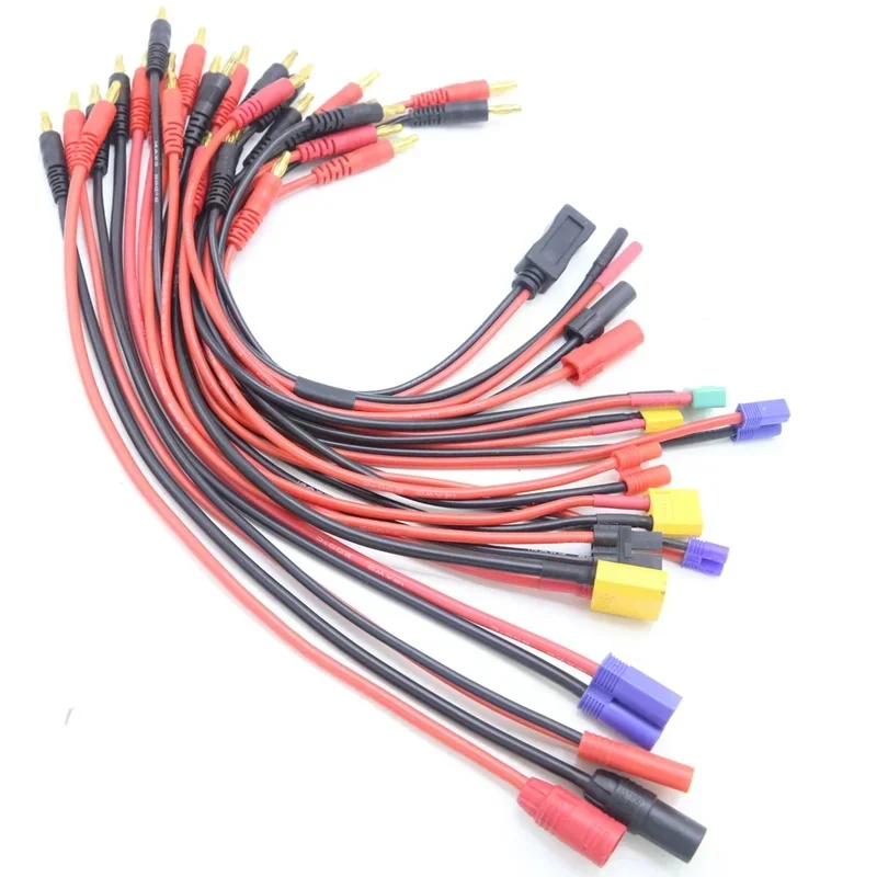 AMASS B6 Charge Line 4.0mm Banana Plug to T Plug EC3 EC5 XT30 XT60 XT90 MPX TRX AS150  With Silicone Cable 30CM for Rc Lipo view 4