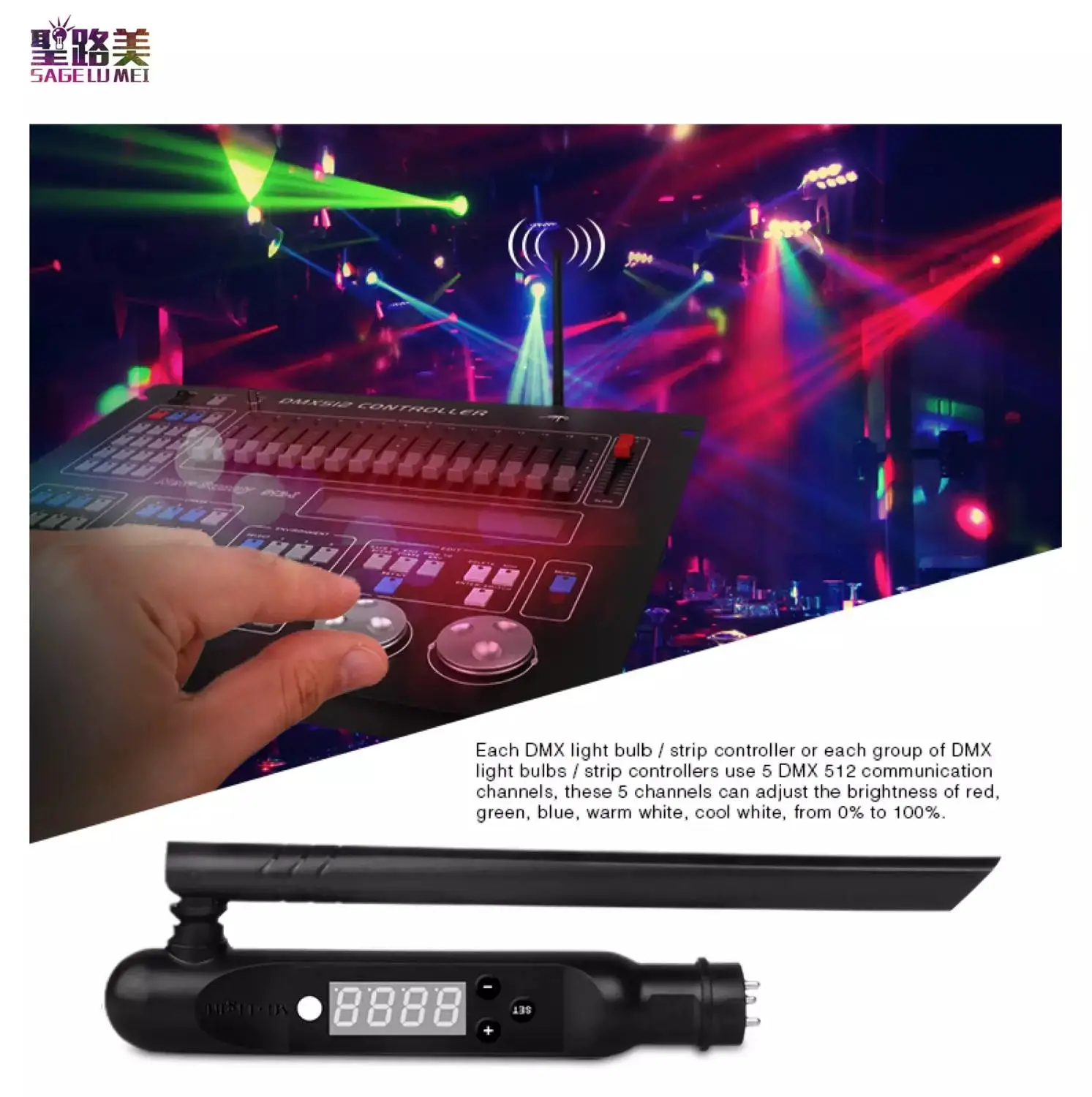 Milight FUTD01 DMX 512 LED Bộ Phát Không Dây 2.4G 3Pin XLR DMX512 Adapter Cho Disco Đèn LED Pha Mệnh Tác Dụng đèn