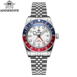 ADDIESDIVE Watch GMT 39mm Luxury Quartz Wristwatch Super Luminous 200m Diving Automatic Date Sports Business Watch For Men