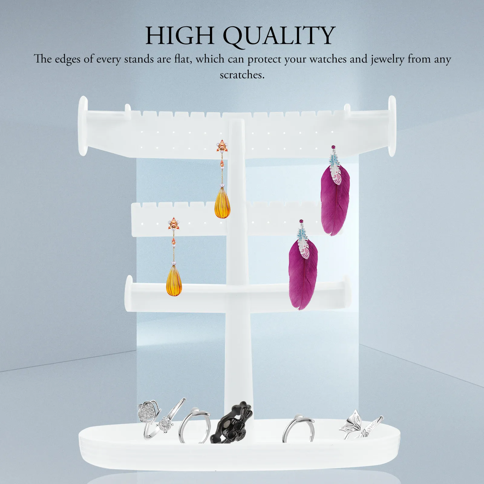 

Подставка для украшений, 1 шт., креативная трехъярусная пластиковая подставка для хранения серег и ожерелий, органайзер для дома, туалетного столика, магазина