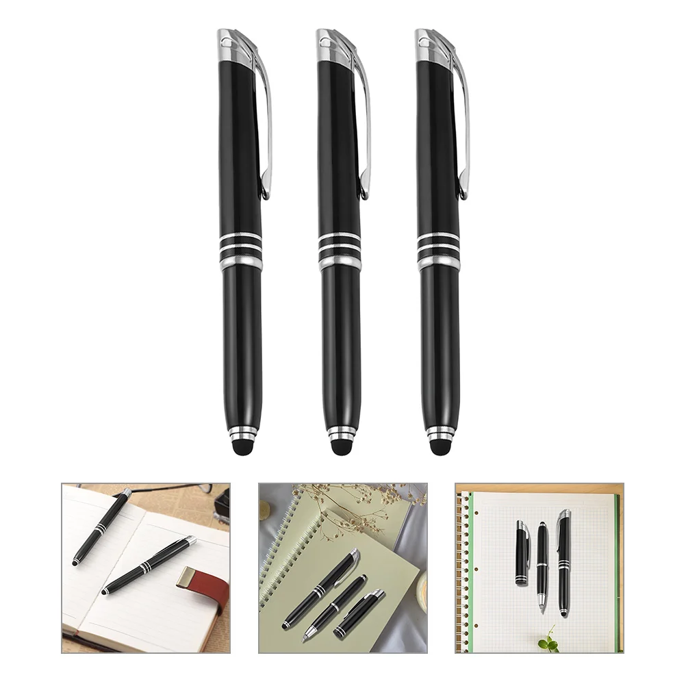 3 Pcs Ballpoint Pen Office Stationery Metal Pens LED Light Writing for Touchscreen Device Multi-function Multifunction