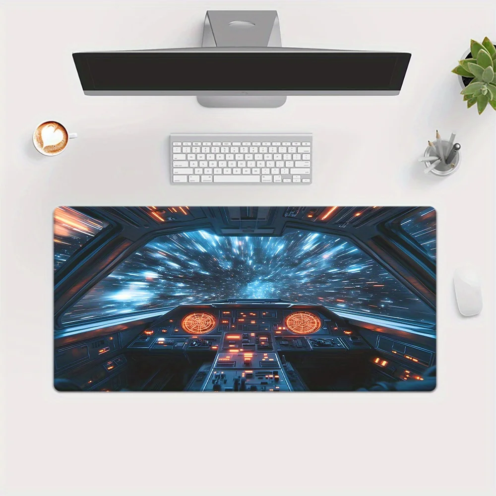 Space Hyperspeed Cockpit XXL Gaming Mouse Pad Non-Slip Rubber Base Desk Mat for Office