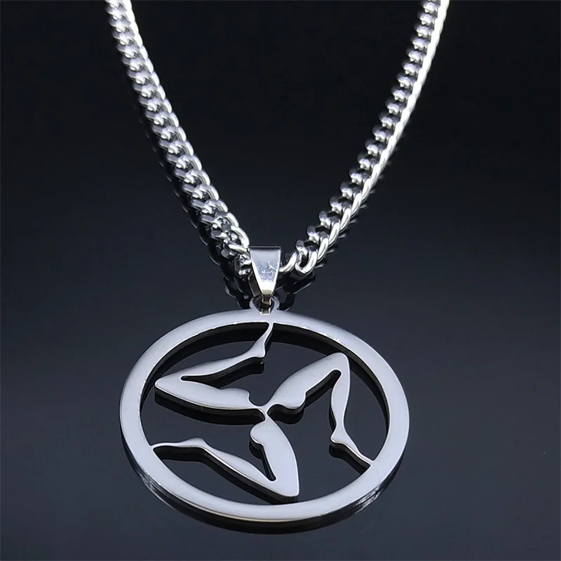 Greek Triskelion Triskele Pendant Irish Necklaces Stainless Steel Ancient Symbol Sicily Necklace Teen Wolf Jewelry Gift N3387S03 - view 3