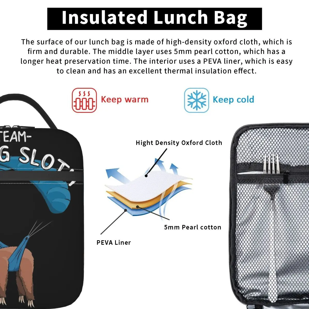 Paragliding Flying Sloth Sunglasses Skydiver Paraglider Insulated Lunch Bag Kids Portable Food Boxes Thermal Lunch Box Tote