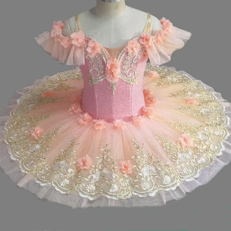 Adult Kids Flower Girls Professional Ballet Tutu Dress Women Princess Platter Pancake Swan Lake Ballerina Stage Dance Costume