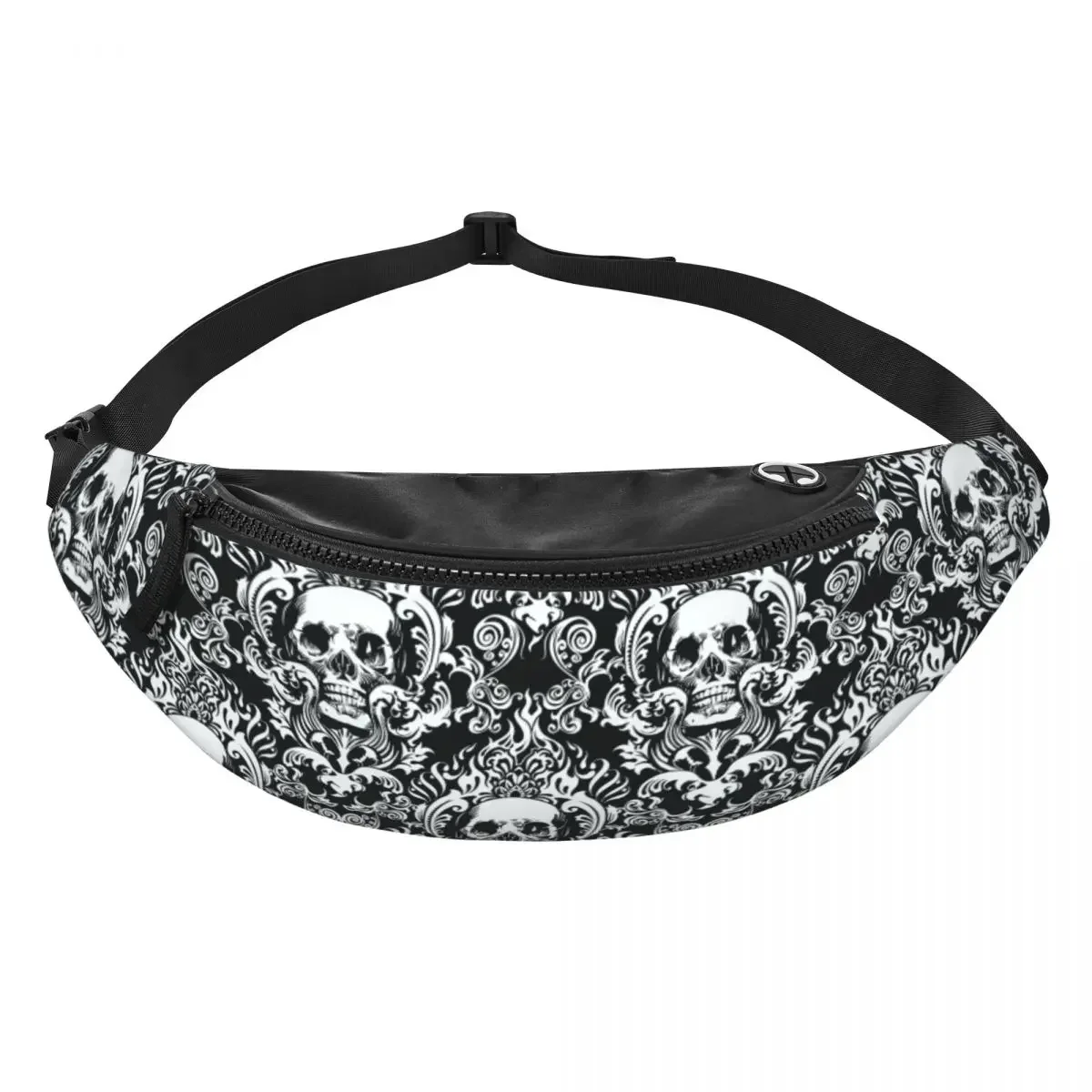 Gothic Skull Fanny Pack Vrouwen Mannen Custom Goth Halloween Crossbody Heuptas Voor Fietsen Camping Telefoon Geld Pouch