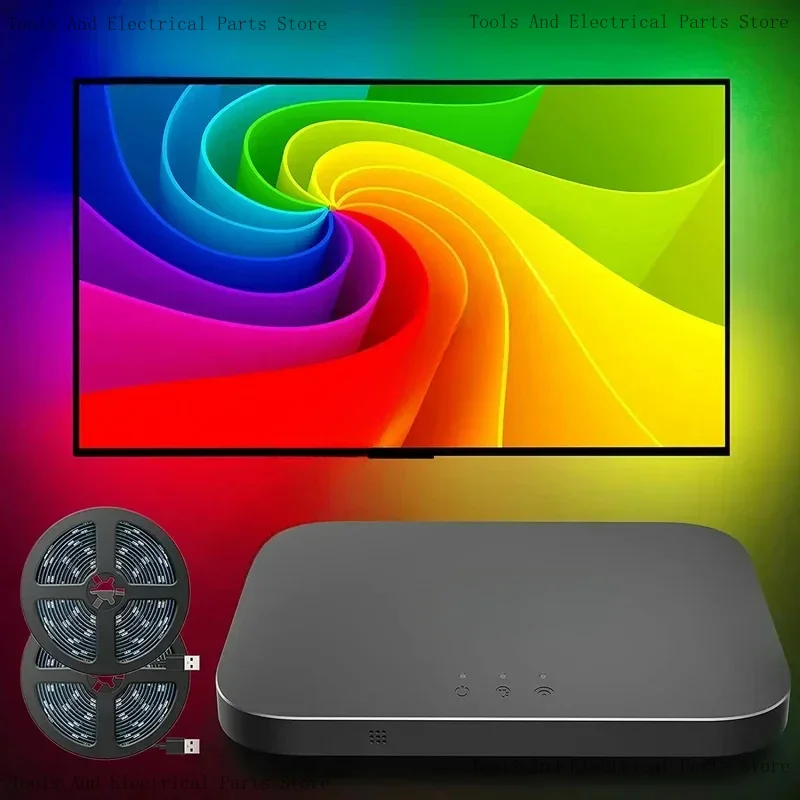 Lytmi 91-120 بوصة TV PC Gaming 2.0 Work Alexa Google Assistant App Control NEO Sync Box مع إضاءة خلفية للتلفاز LED