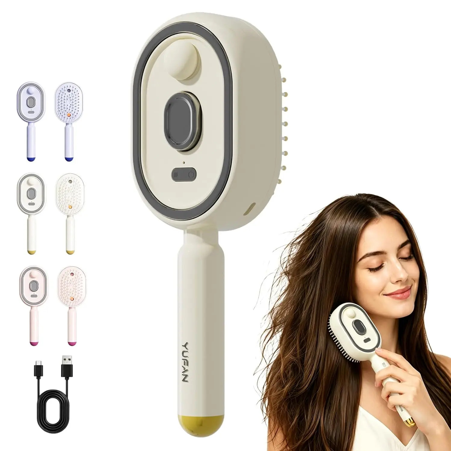 Peigne à coussin d'air électrique massant avec atomisation d'huile essentielle, soin anti-frisottis pour cheveux lisses