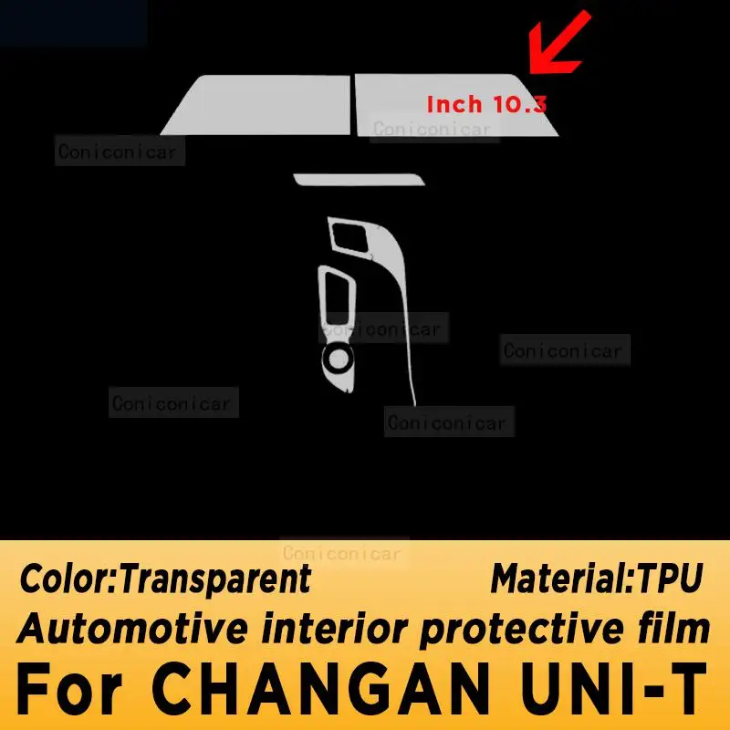 For CHANGAN UNI-T 2021-2023 Gearbox Panel Navigation Screen Automotive Interior TPU Protective Film Anti-Scratch Accessorie