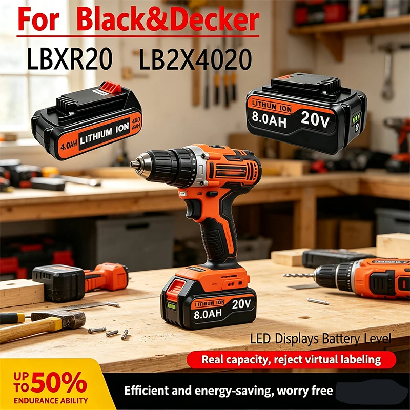 high capacity 8Ah LBX20 Replac - Black+Decker Tool 20V Max review and price